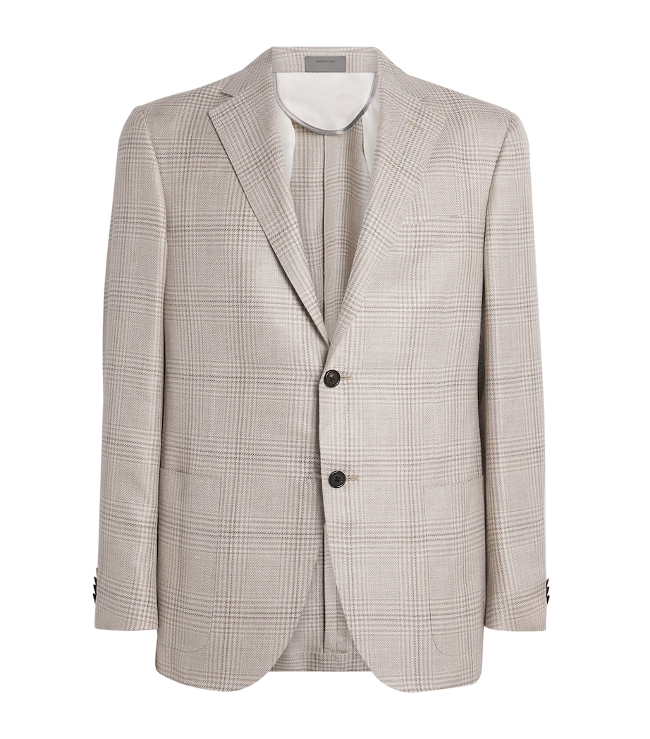 Corneliani Mens Check Leader Soft Blazer Natural / Beige Image 1