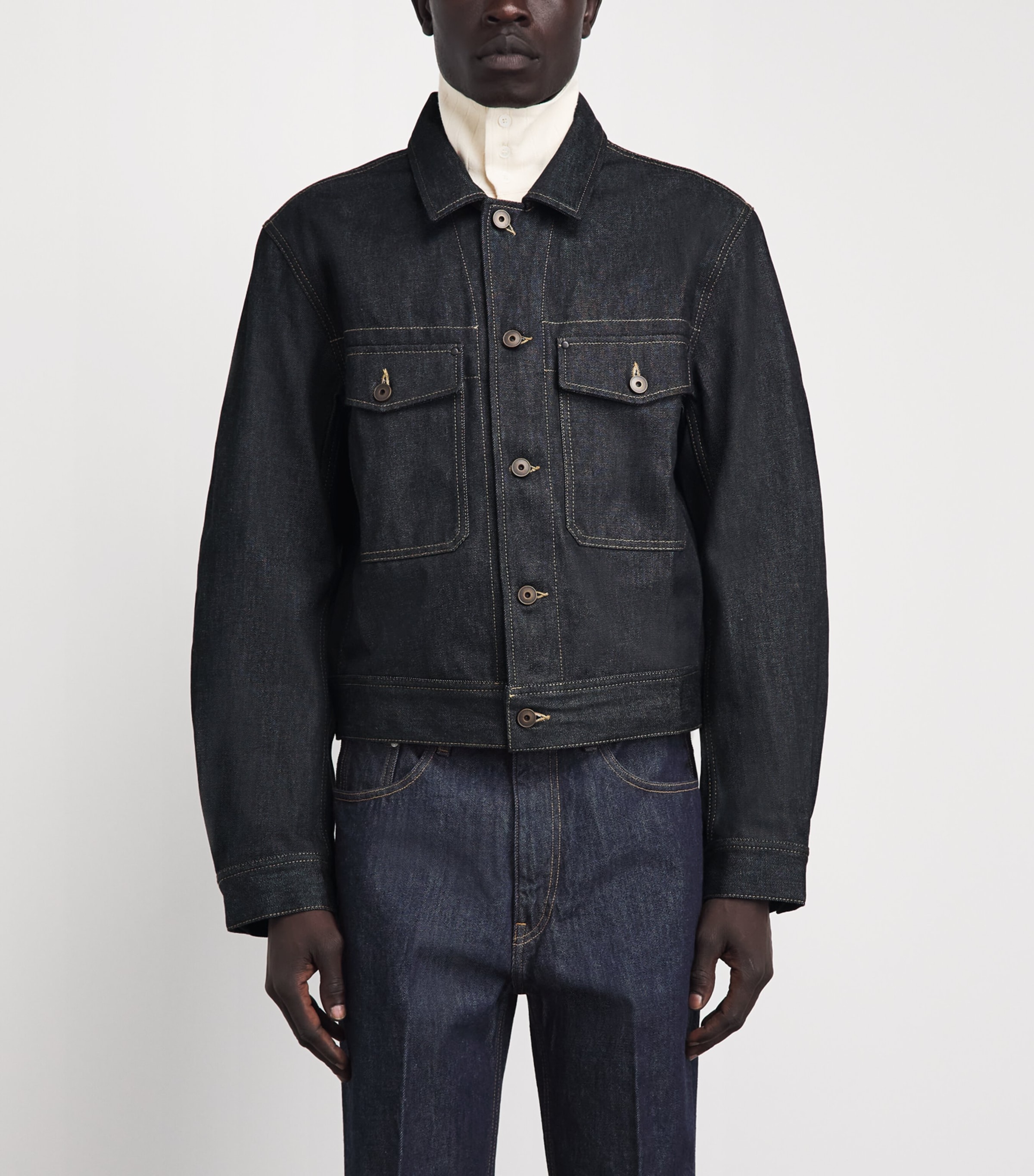 Lemaire Mens Trucker Denim Jacket Slate Image 4
