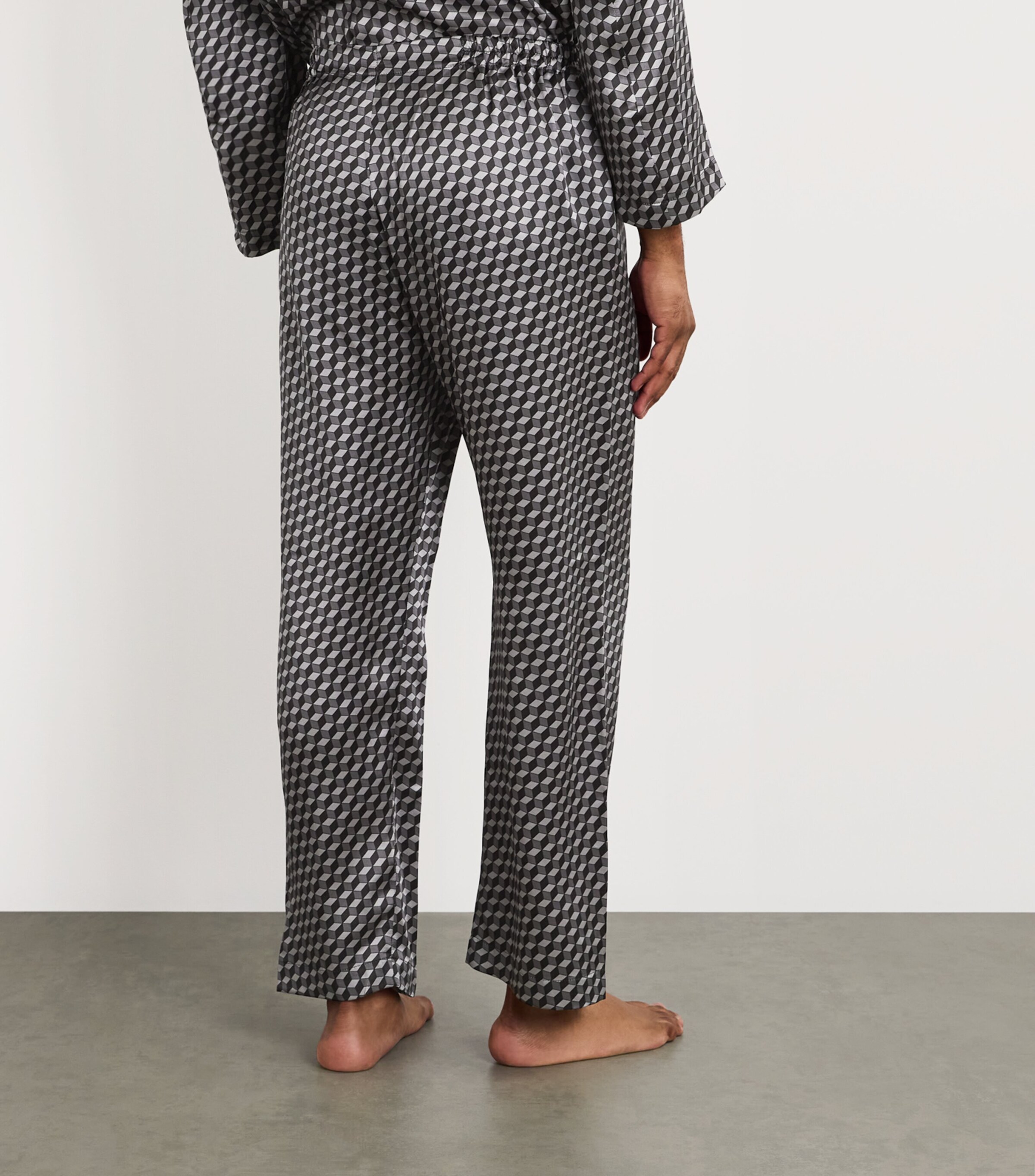 Silk Geometric Print Pyjamas MULTI Image 7