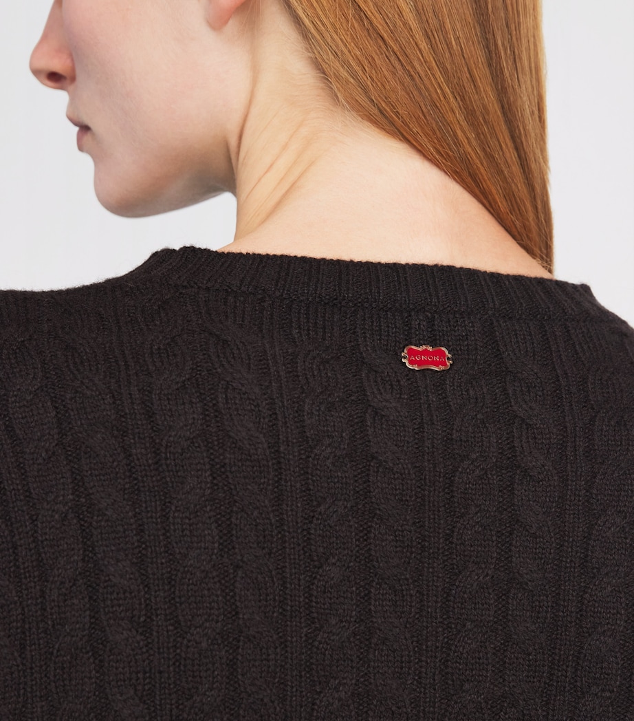 Agnona Womens Cashmere Lipstick Sweater Dark Brown Ebony Image 3