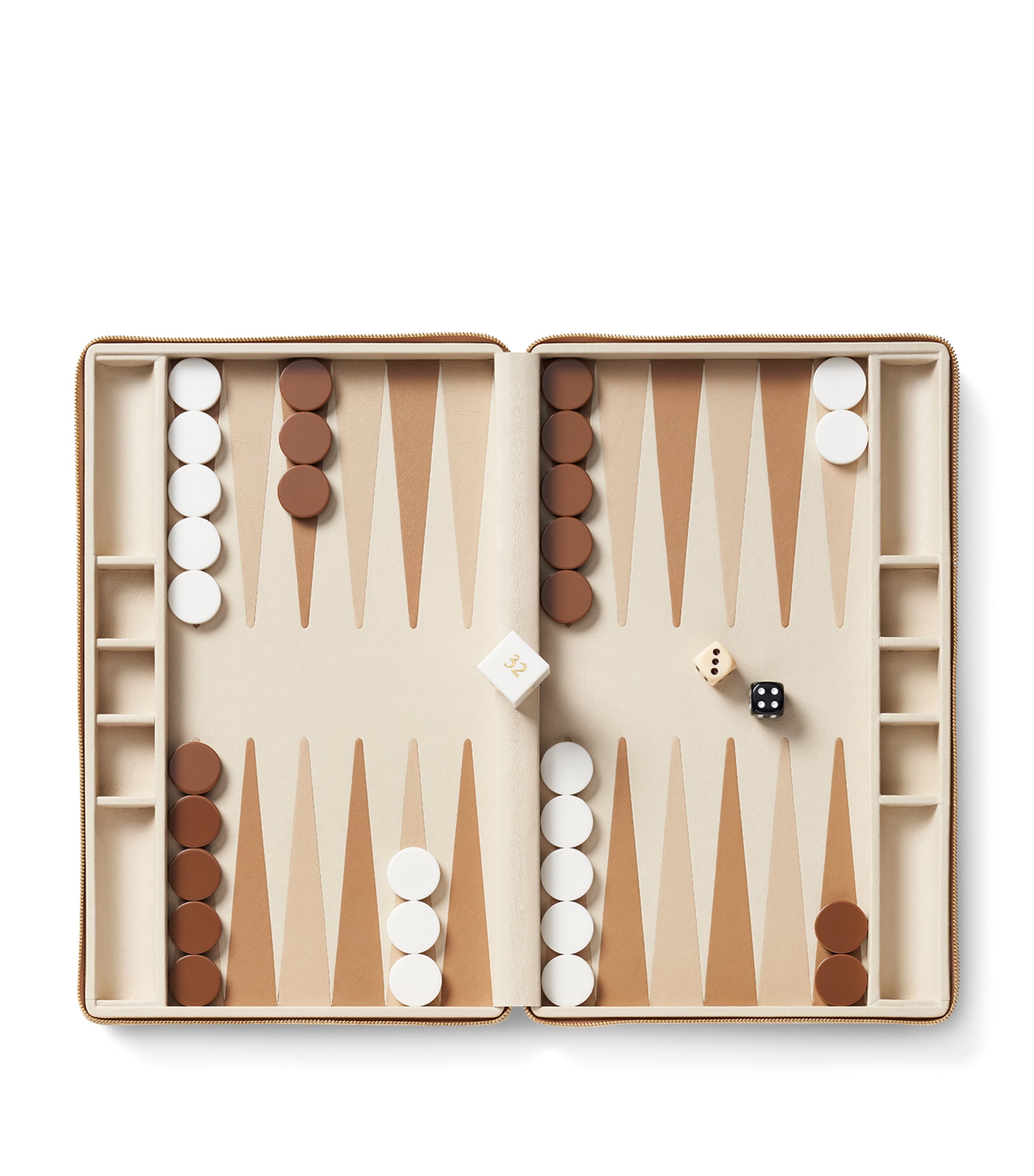 Leather Enzo Travel Backgammon Set FAWN Image 2