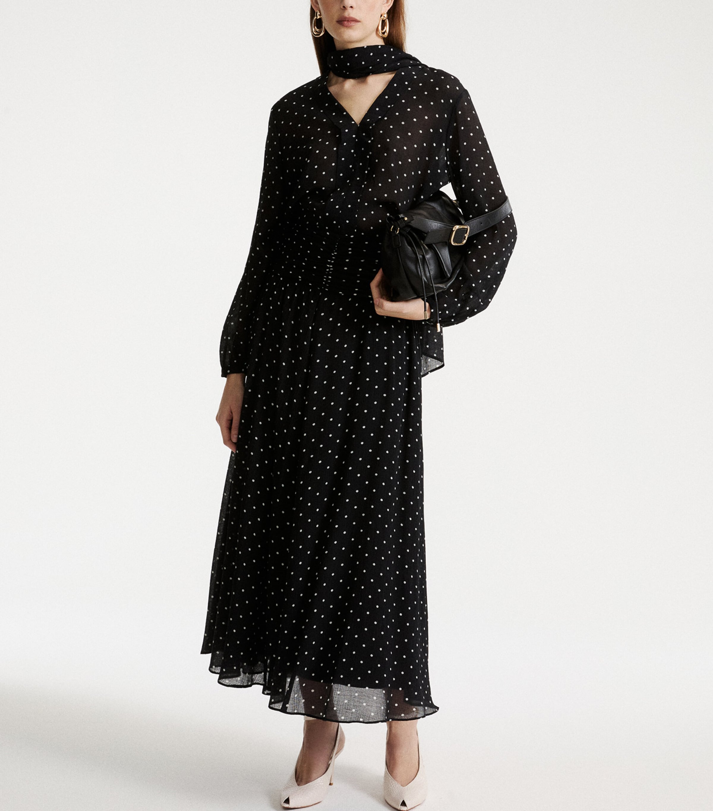 Marella Womens Polka-Dot Maxi Skirt Black Image 2
