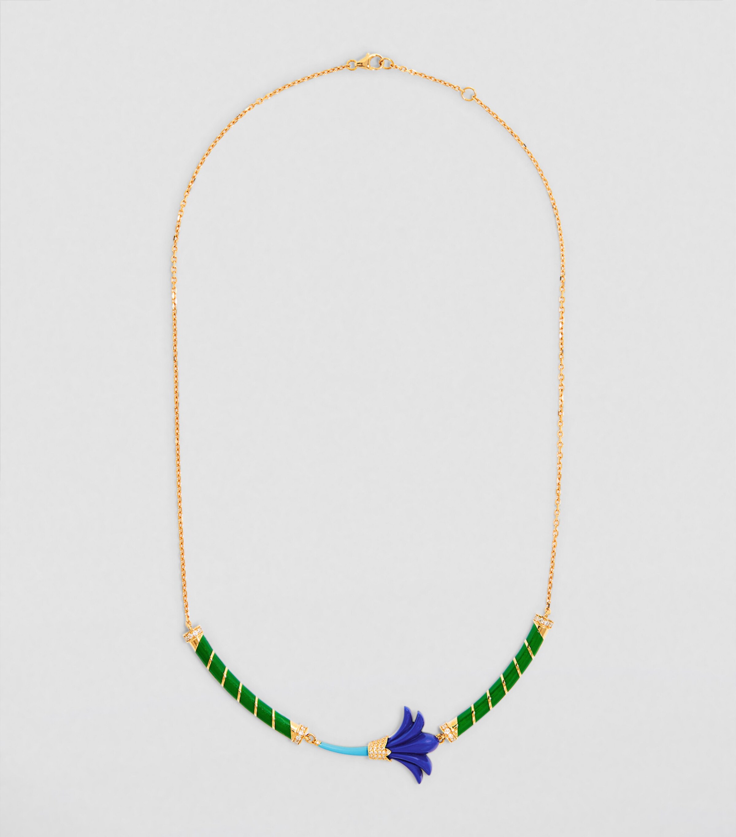 L'ATELIER NAWBAR Yellow Gold, Diamond, Lapis and Turquoise Psychedeliah Necklace Green Image 2