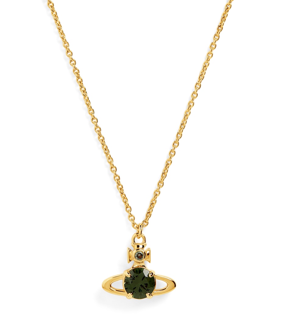 Large Reina Pendant Necklace R714 GOLD / GREEN CZ Image 1