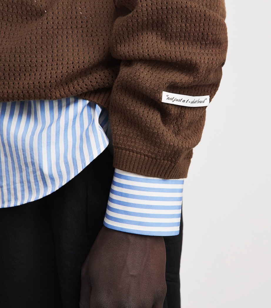 about:blank Mens Knitted Long-Sleeve Polo Shirt Brown Image 3