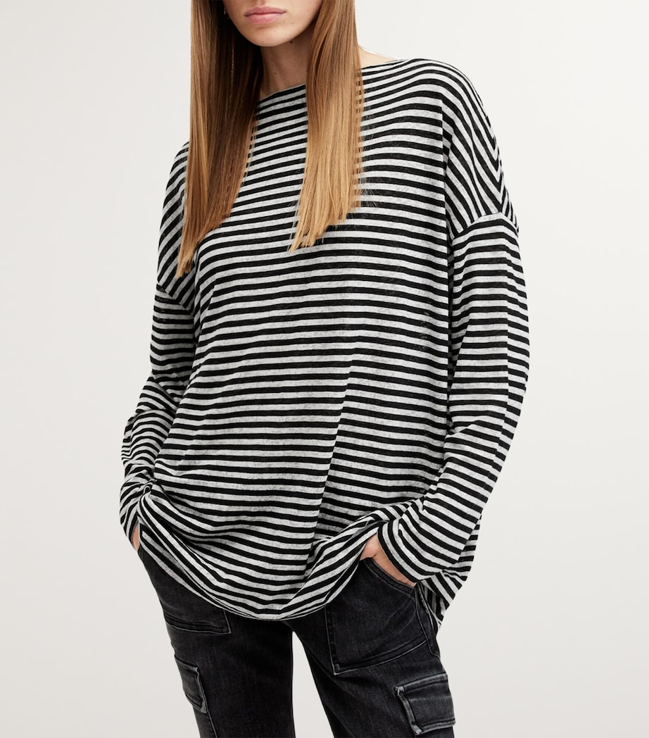 AllSaints Womens Striped Rita T-Shirt Chalk/ink Image 4