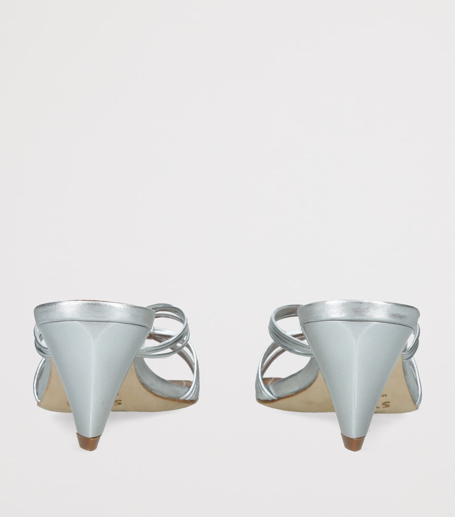 STAUD Leather Carrie Mules 60 Silver Image 4