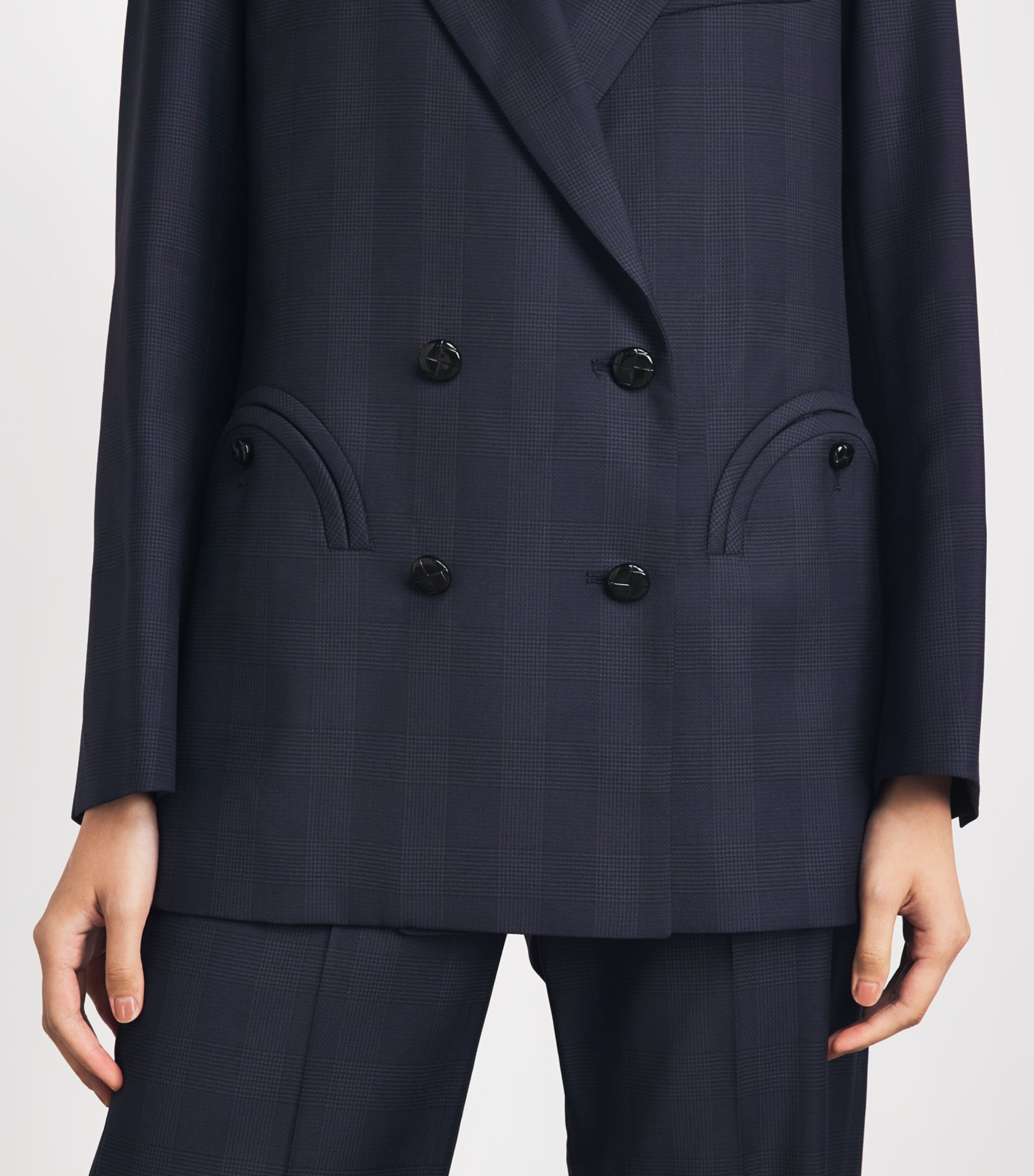Blazé Milano Womens Virgin Wool Aramis Everynight Double-Breasted Blazer Navy Image 3