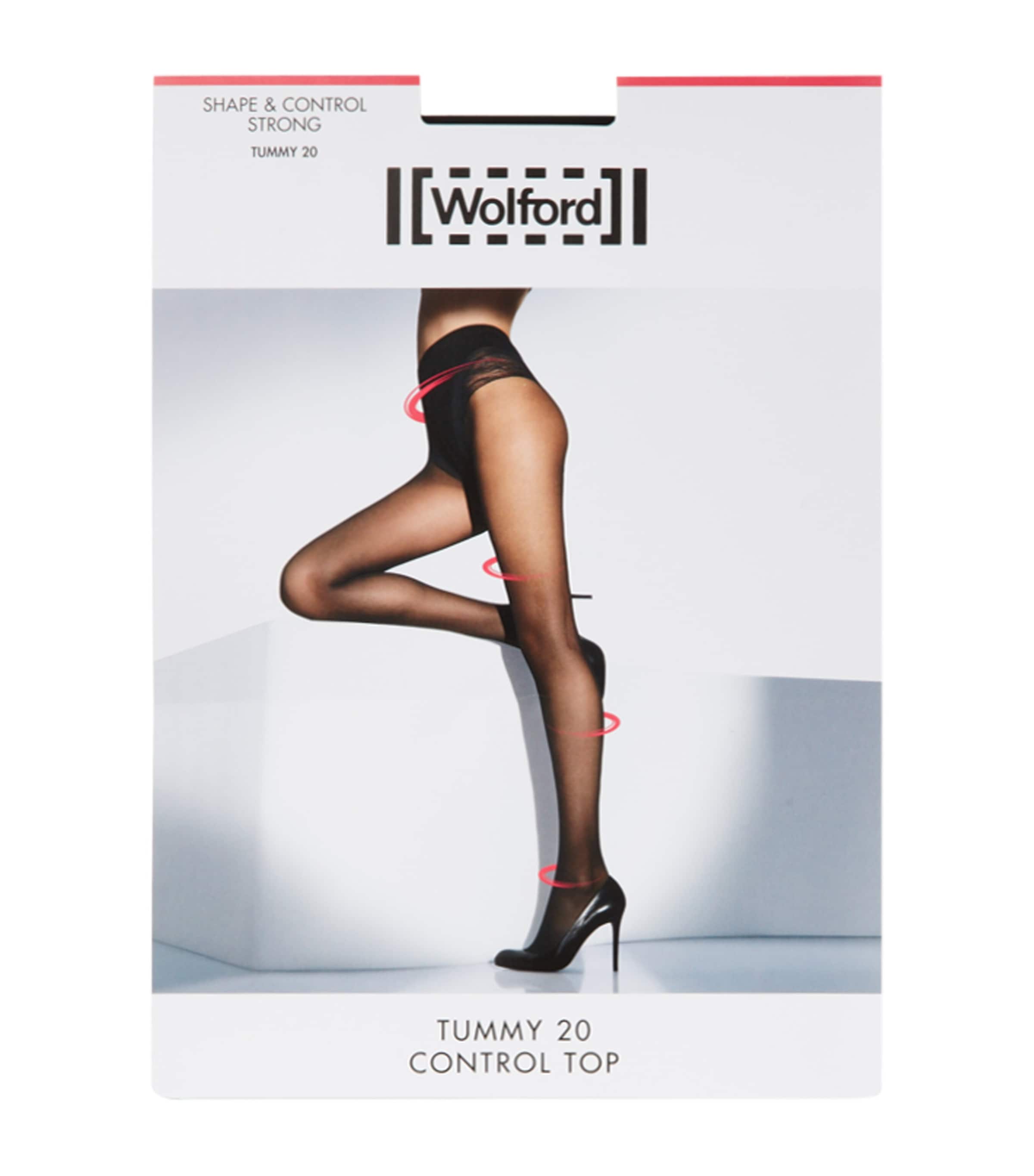 Wolford Womens Tummy 20 Control Top Tights Black Image 1