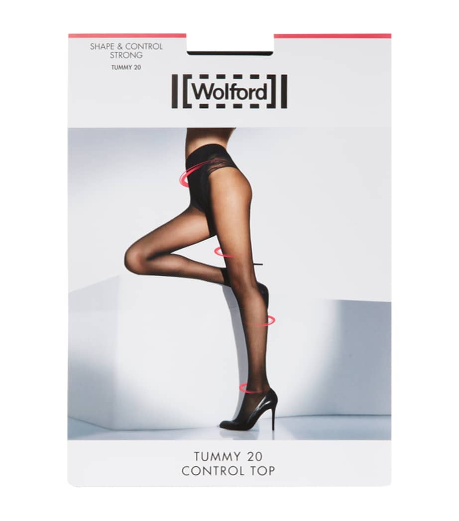 Wolford Womens Tummy 20 Control Top Tights Black Image 1