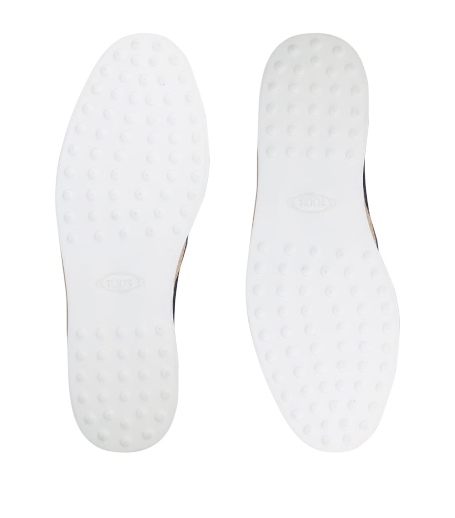 Suede-Raffia Skate Shoes NAVY Image 4