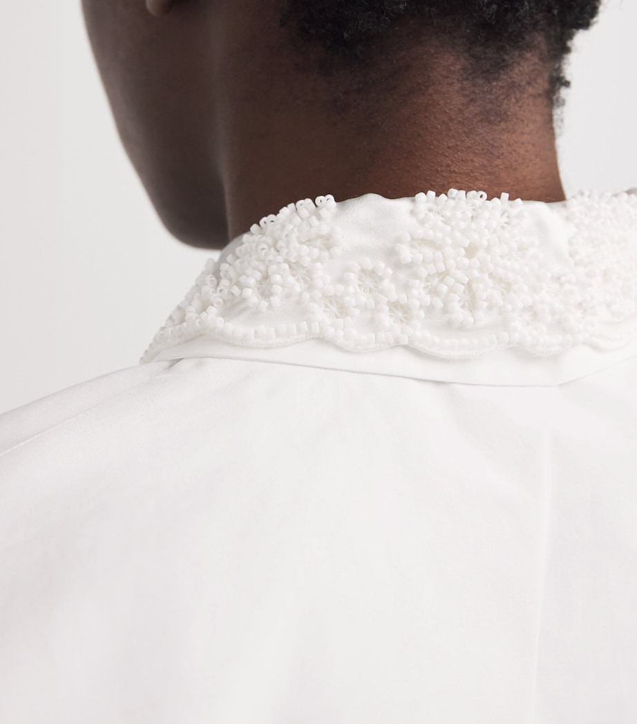 Cotton Embroidered Cropped Shirt WHITE Image 6