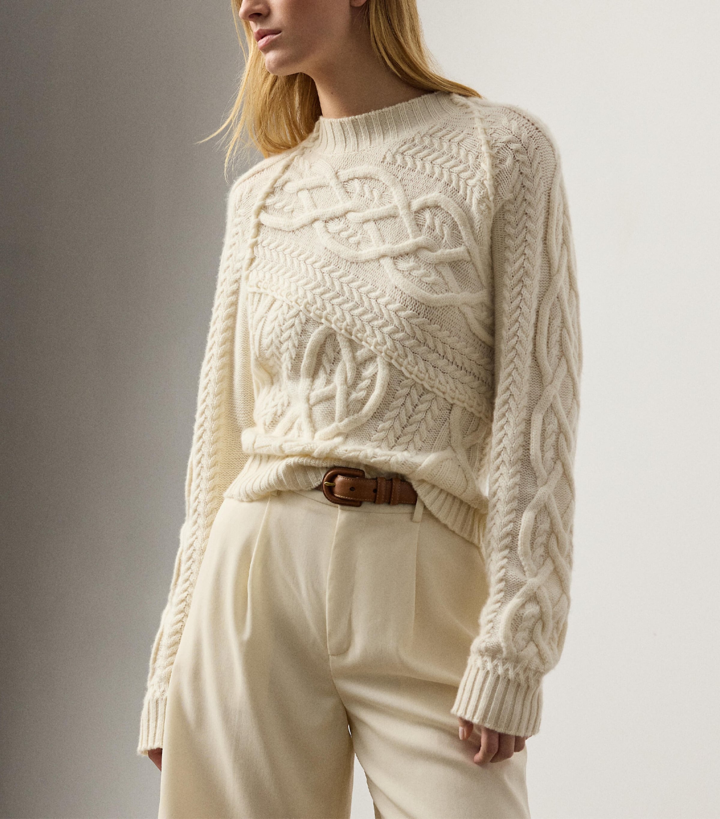 Cashmere Cable-Knit Sweater NATURAL-101 Image 4