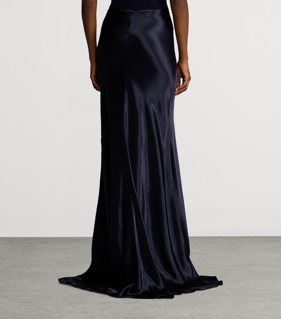 Ralph Lauren Collection Womens Satin Masina Maxi Skirt Lux Navy Image 7
