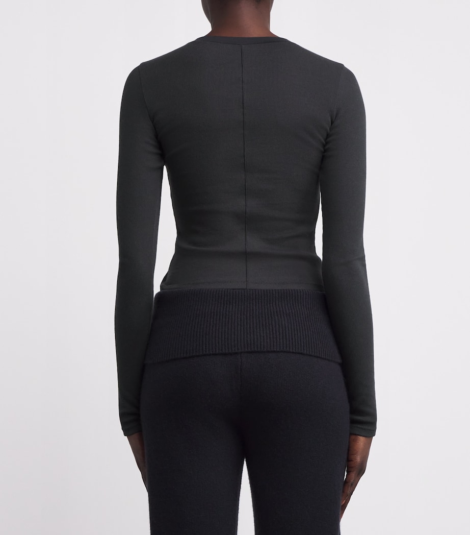 Cotton-Blend Long-Sleeve T-Shirt SOOT Image 4