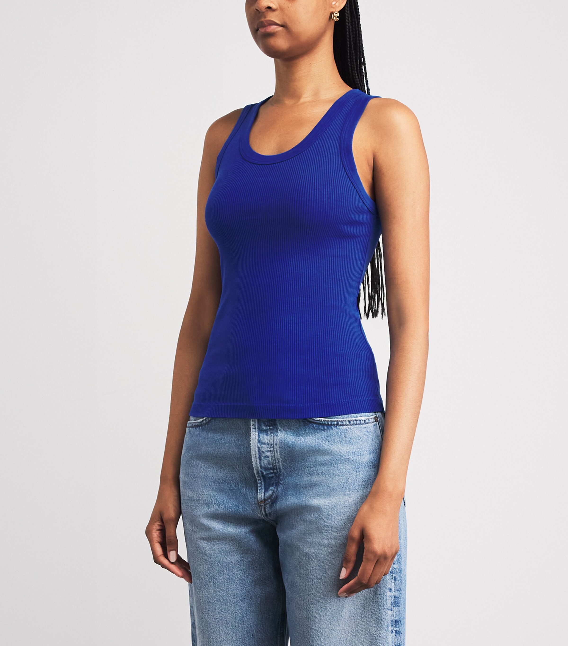 AGOLDE Womens Ribbed Poppy Tank Top Cobalt Blue Image 4