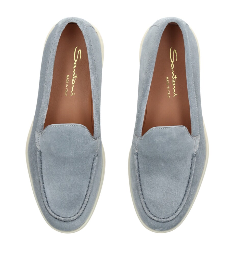 Santoni Suede Detroit Loafers Pale Blue Image 4