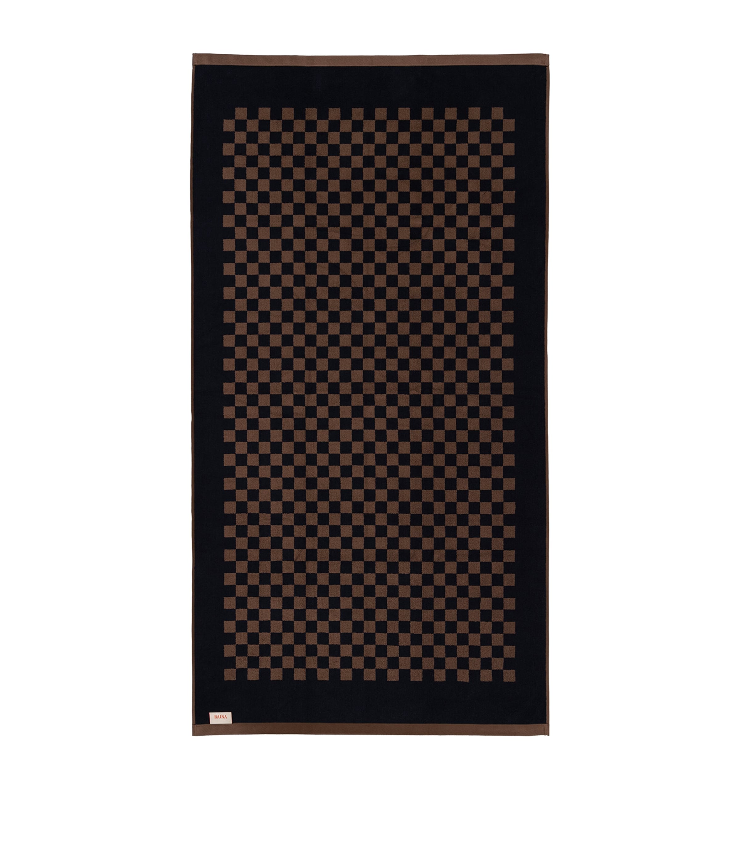 Check Roman Beach Towel (90cm x 170cm) TABAC / NOIR Image 3
