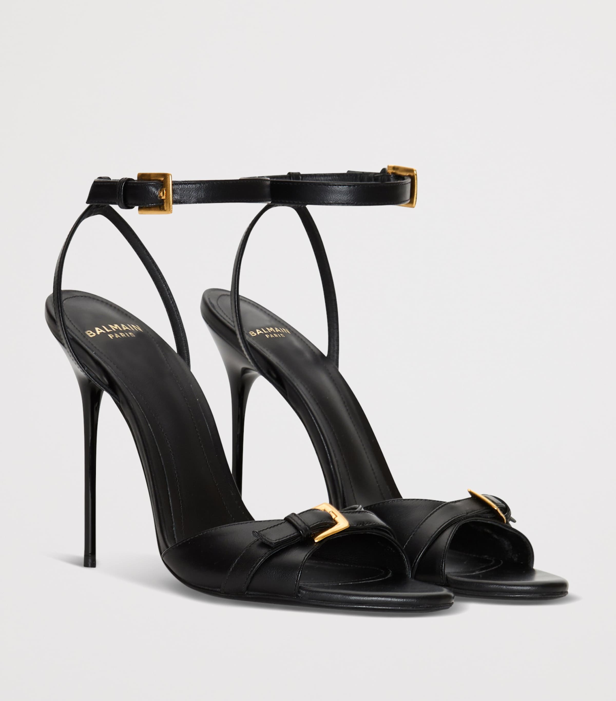 Balmain Calfskin Anthem Heeled Sandals 95 Noir Image 3