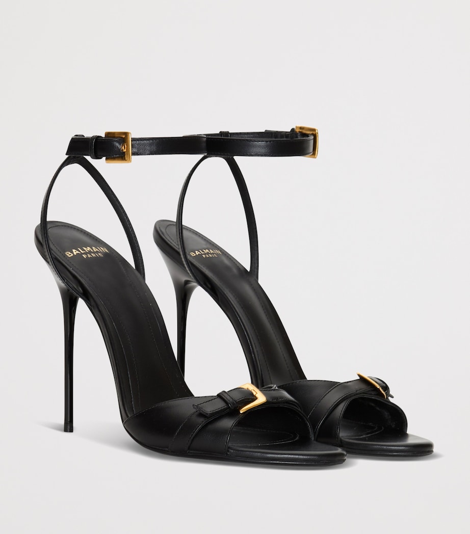 Balmain Calfskin Anthem Heeled Sandals 95 Noir Image 3
