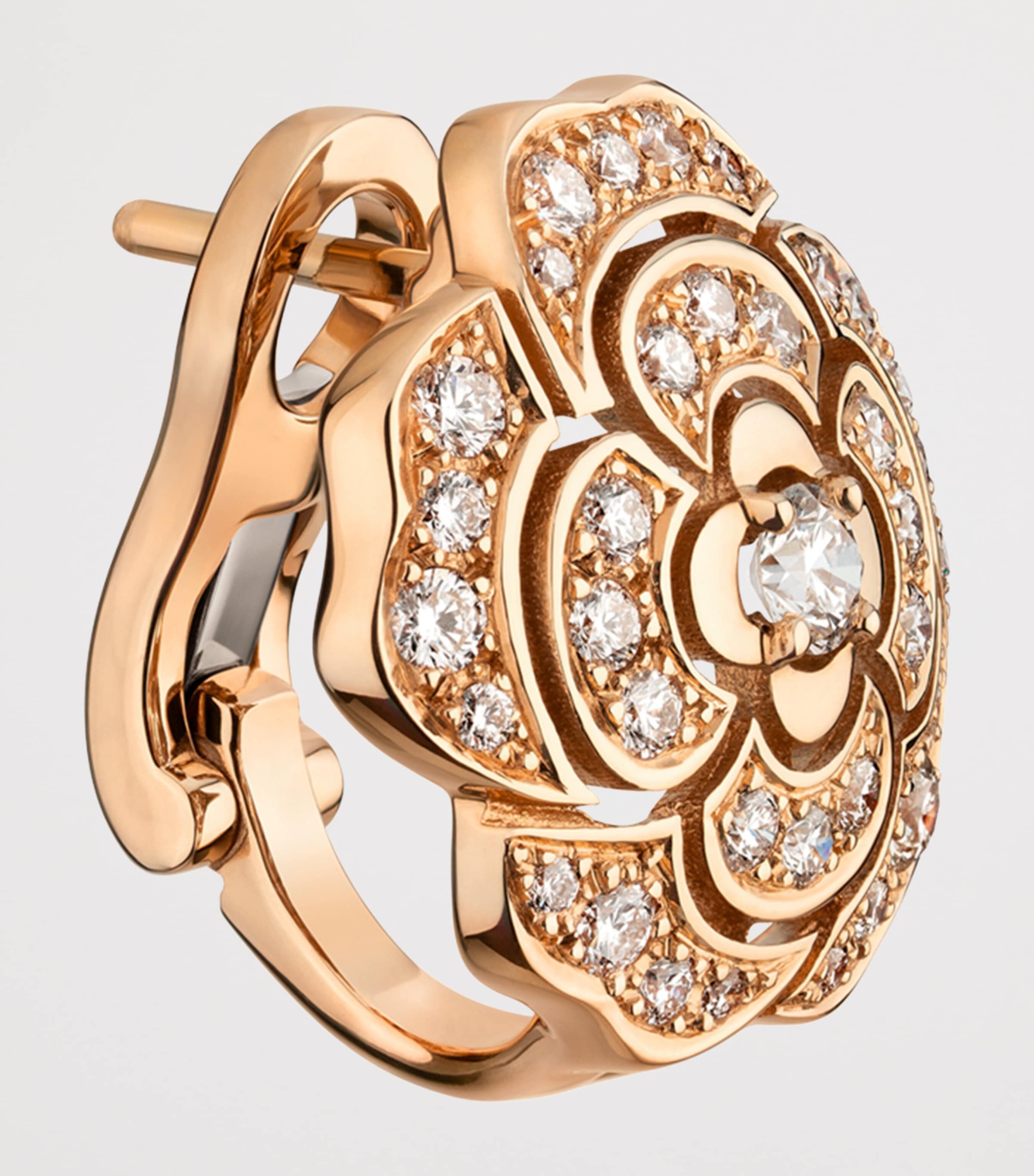 CHANEL Rose Gold and Diamond Bouton de Camélia Stud Earrings Rose Gold Image 3