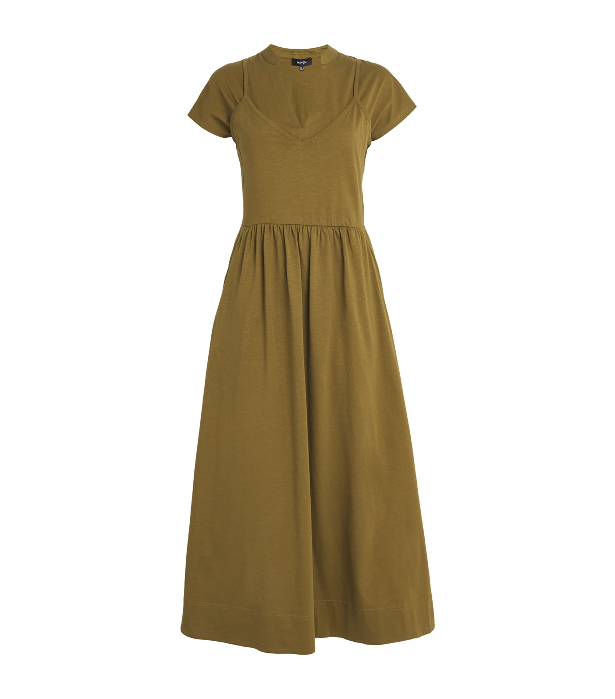 Shop Me+em Double-layer Midi Dress In Green