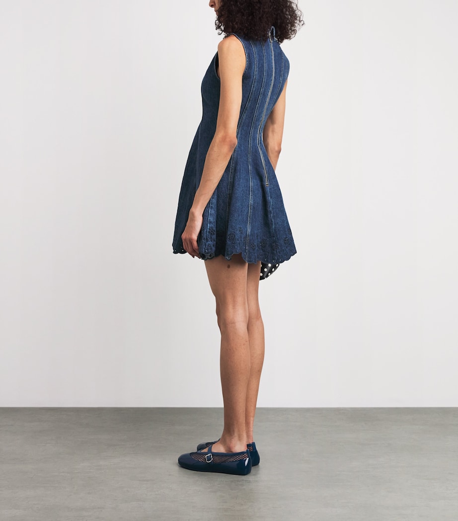 Self-Portrait Womens Denim Flared Mini Dress Blue Image 4