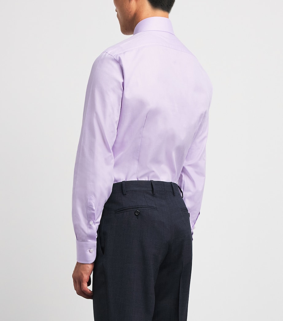 Barba Napoli Mens Cotton Twill Slim Shirt Purple Image 5