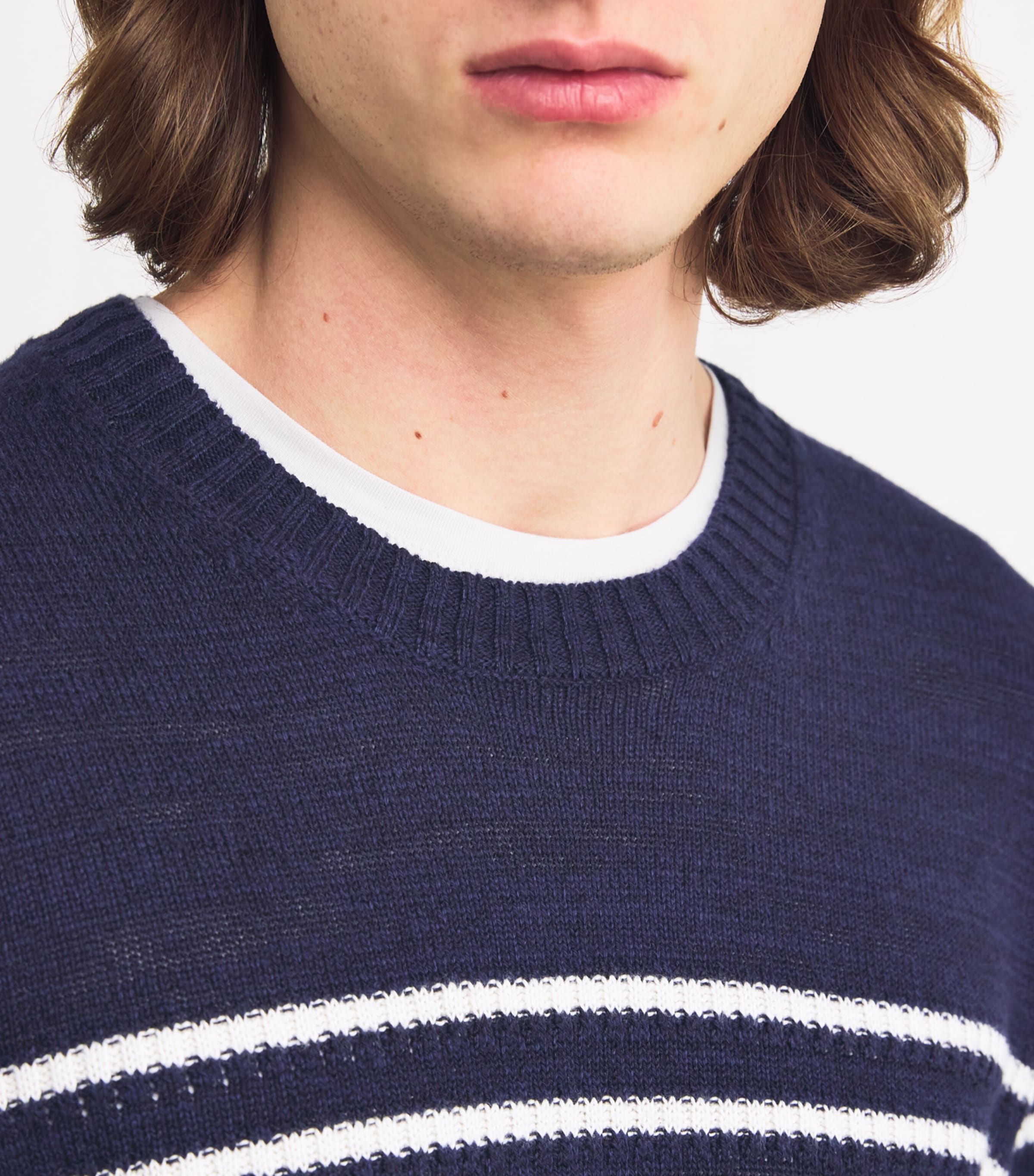 PAIGE Mens Linen-Cotton Striped Beaux Sweater Gravity Stripe Image 6