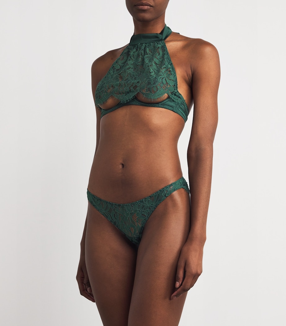 Lace Overlay Isara Halterneck Bra DEEP GREEN Image 2