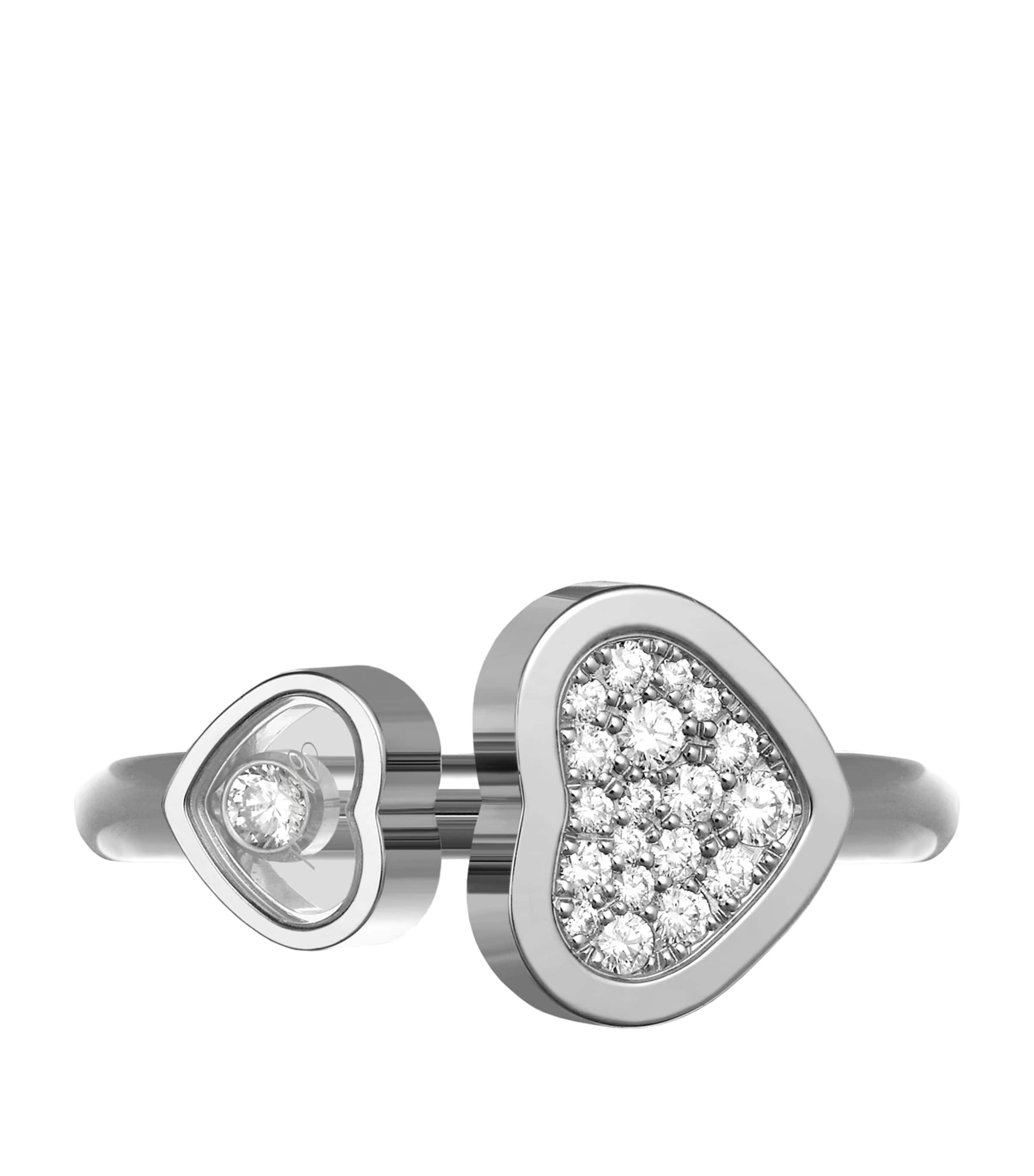 White Gold and Diamond Happy Hearts Ring Image 3