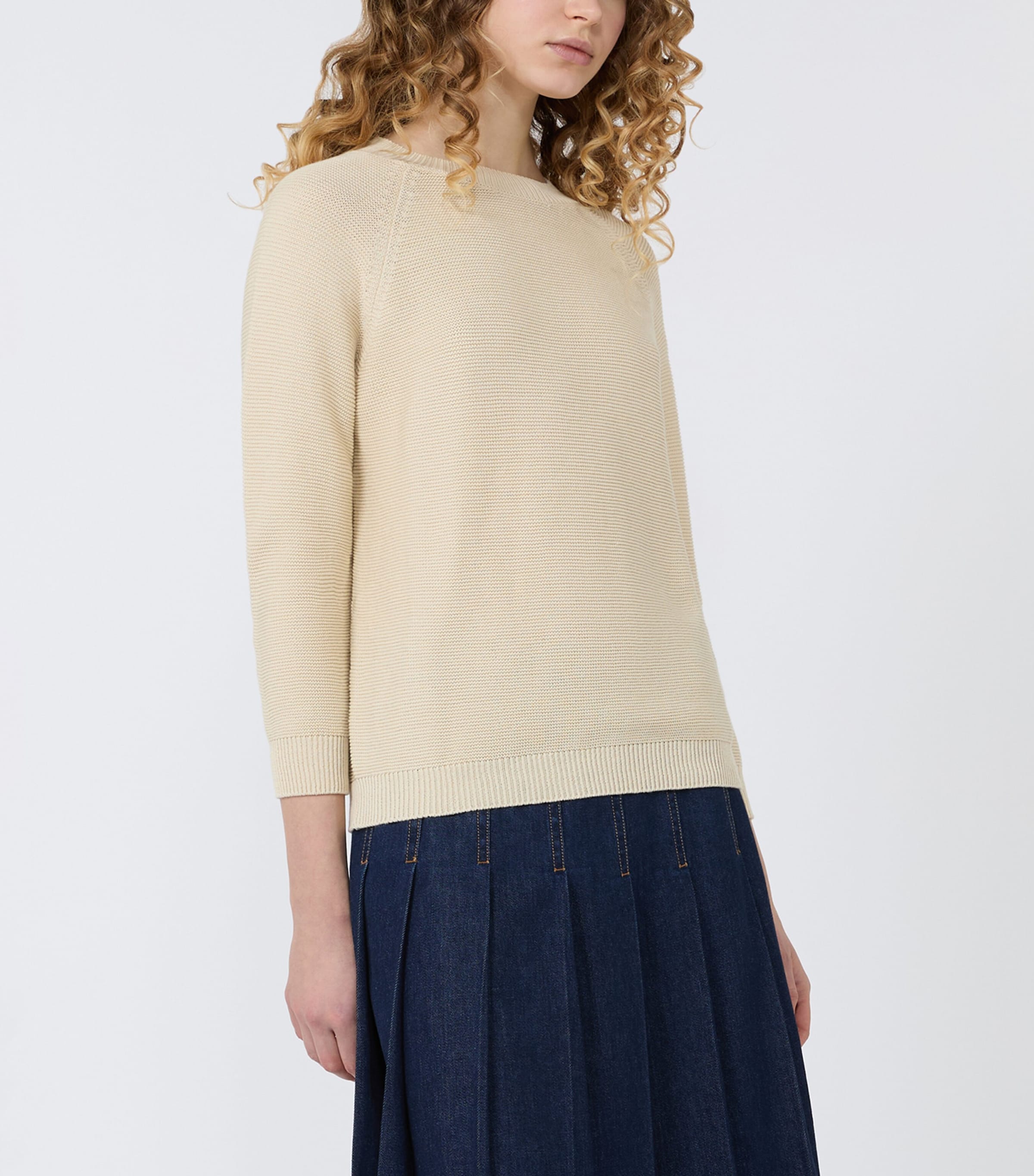 Weekend Max Mara Womens Cotton Knitted Sweater Ecru Image 4