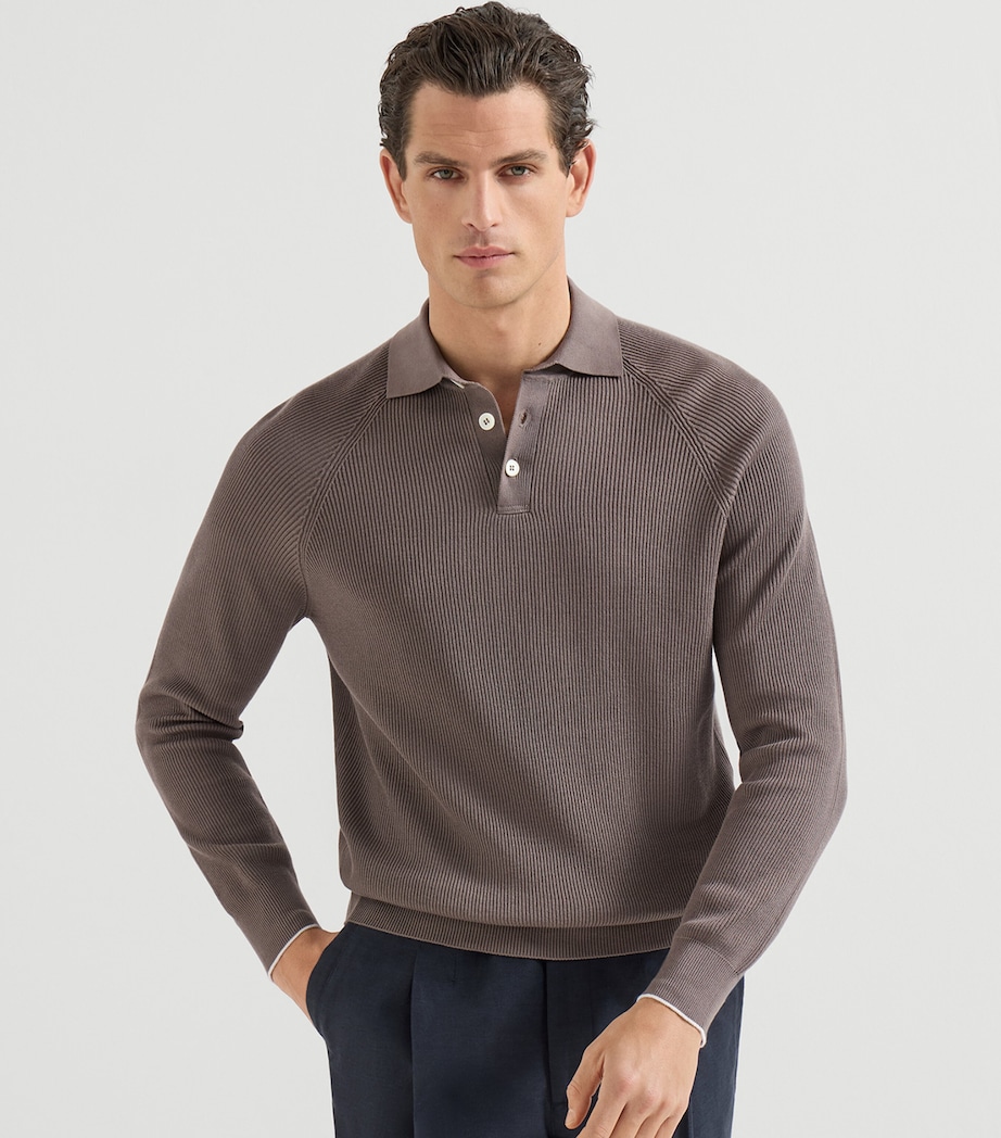 Brunello Cucinelli Mens Cotton Polo Sweater Image 5