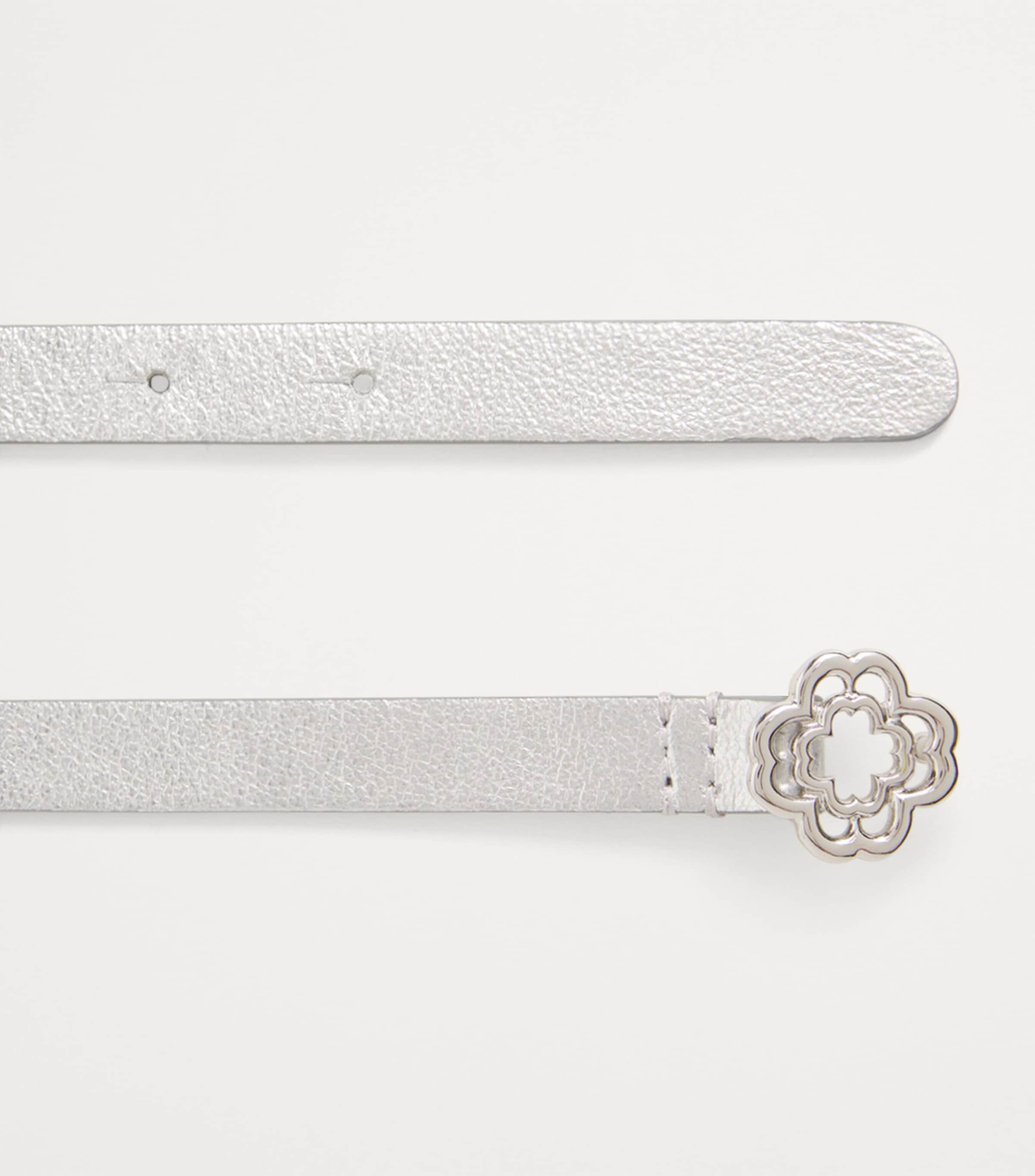 Metallic Leather Belt SILVER Image 4