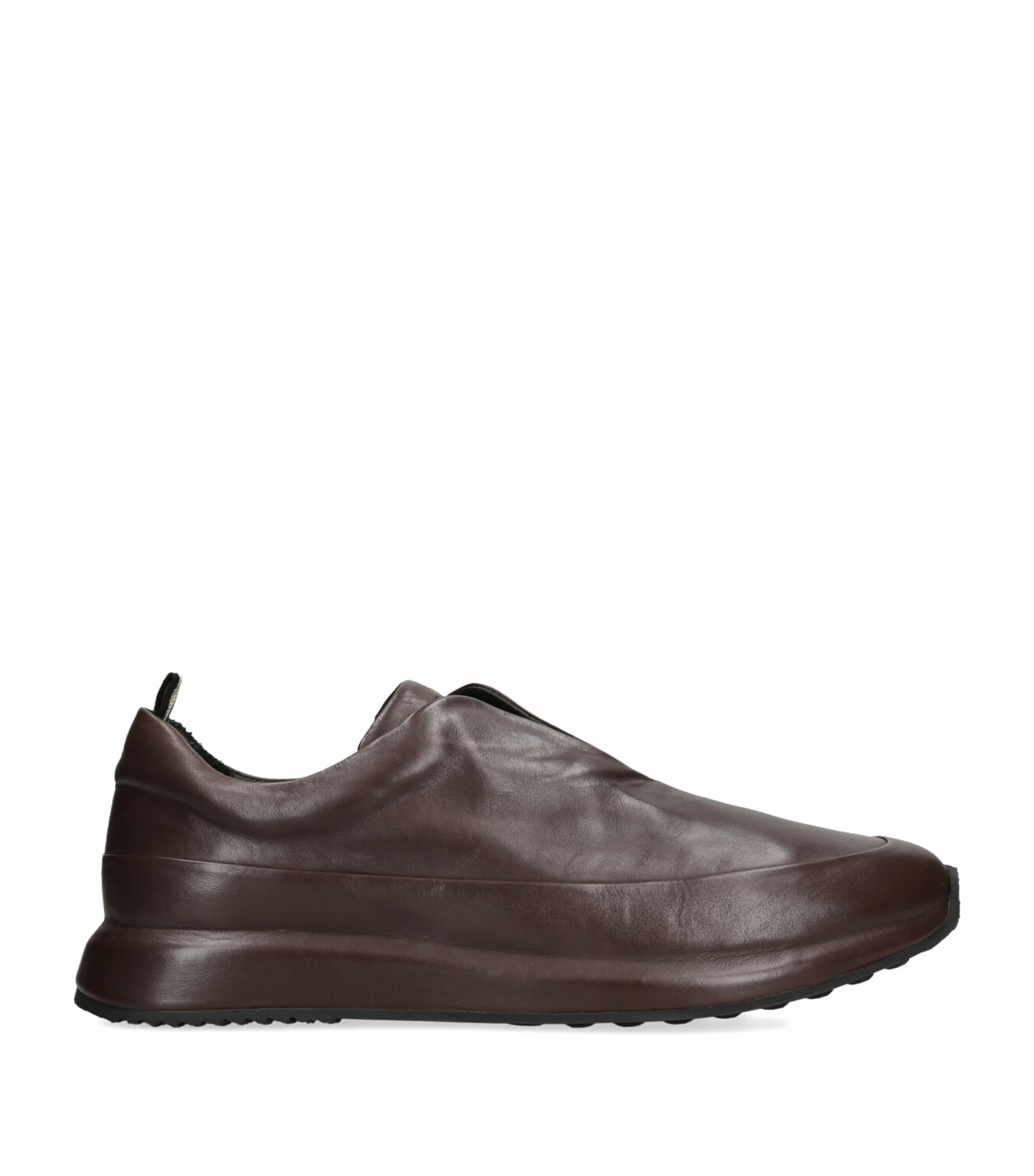 Leather Race Slip-On Sneakers DARK BROWN Image 1