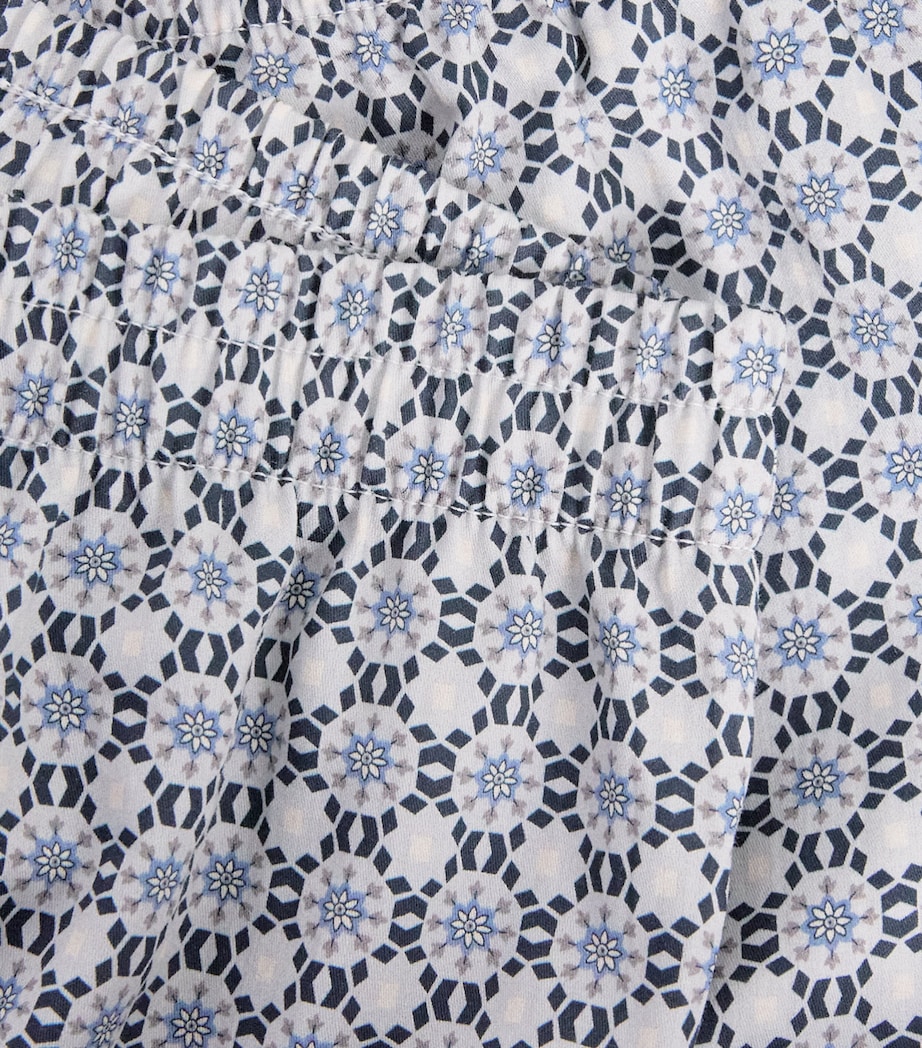 Zimmerli Mens Cotton Sateen Printed Boxer Shorts Blue Mosaic Image 4