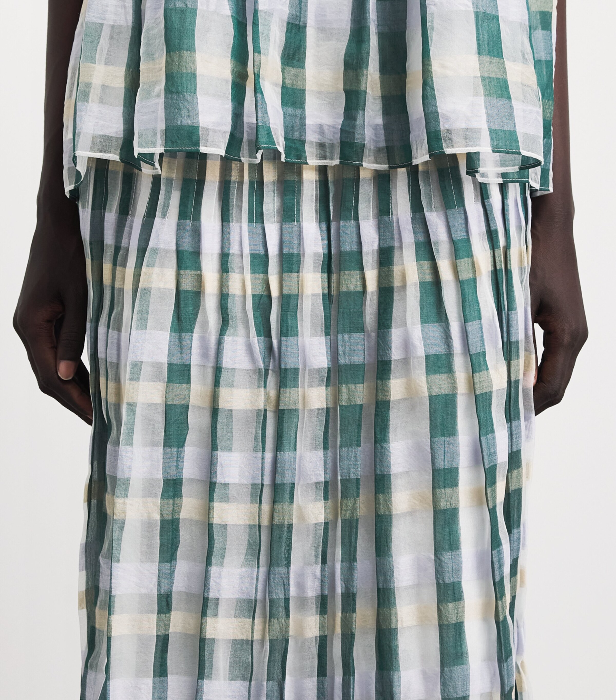Lafayette 148 Womens Cotton-Silk Pintuck Maxi Skirt Grsmu Grass Multi Image 3