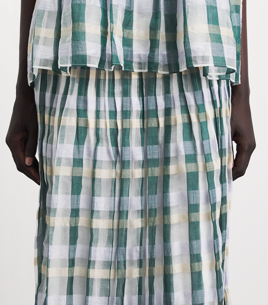 Lafayette 148 Womens Cotton-Silk Pintuck Maxi Skirt Grsmu Grass Multi Image 3