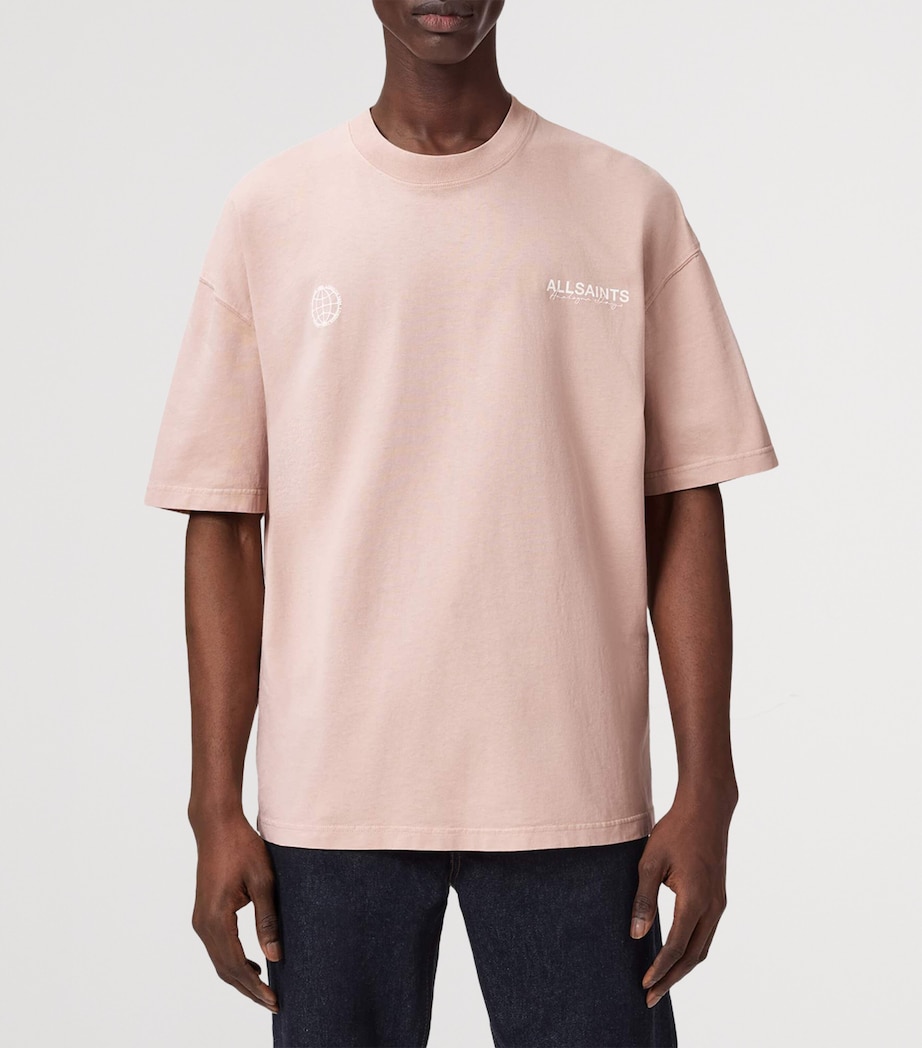 AllSaints Mens Organic Cotton Emblem T-Shirt Sunbaked Pink Image 3