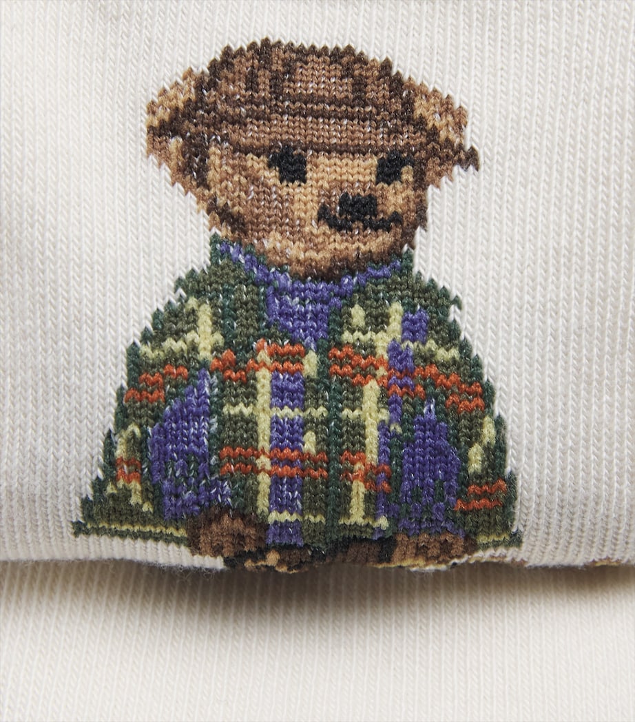 Ralph Lauren Kids Polo Bear Crew Socks (Pack of 3) Ivory/purple/olive Image 2