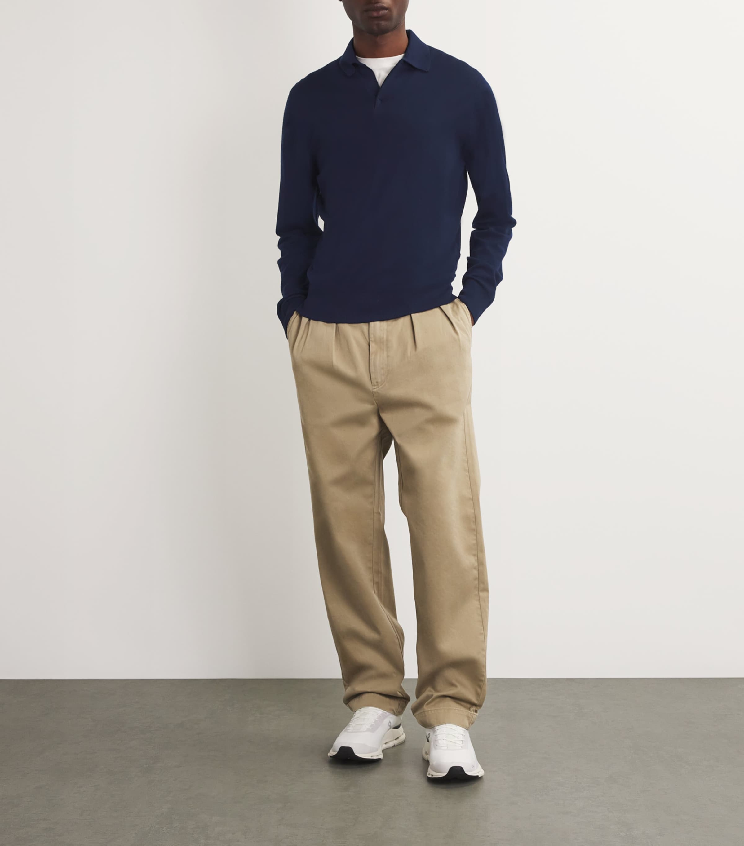 Virgin Wool Lasca Polo Shirt B13-NAVY BLUE Image 2