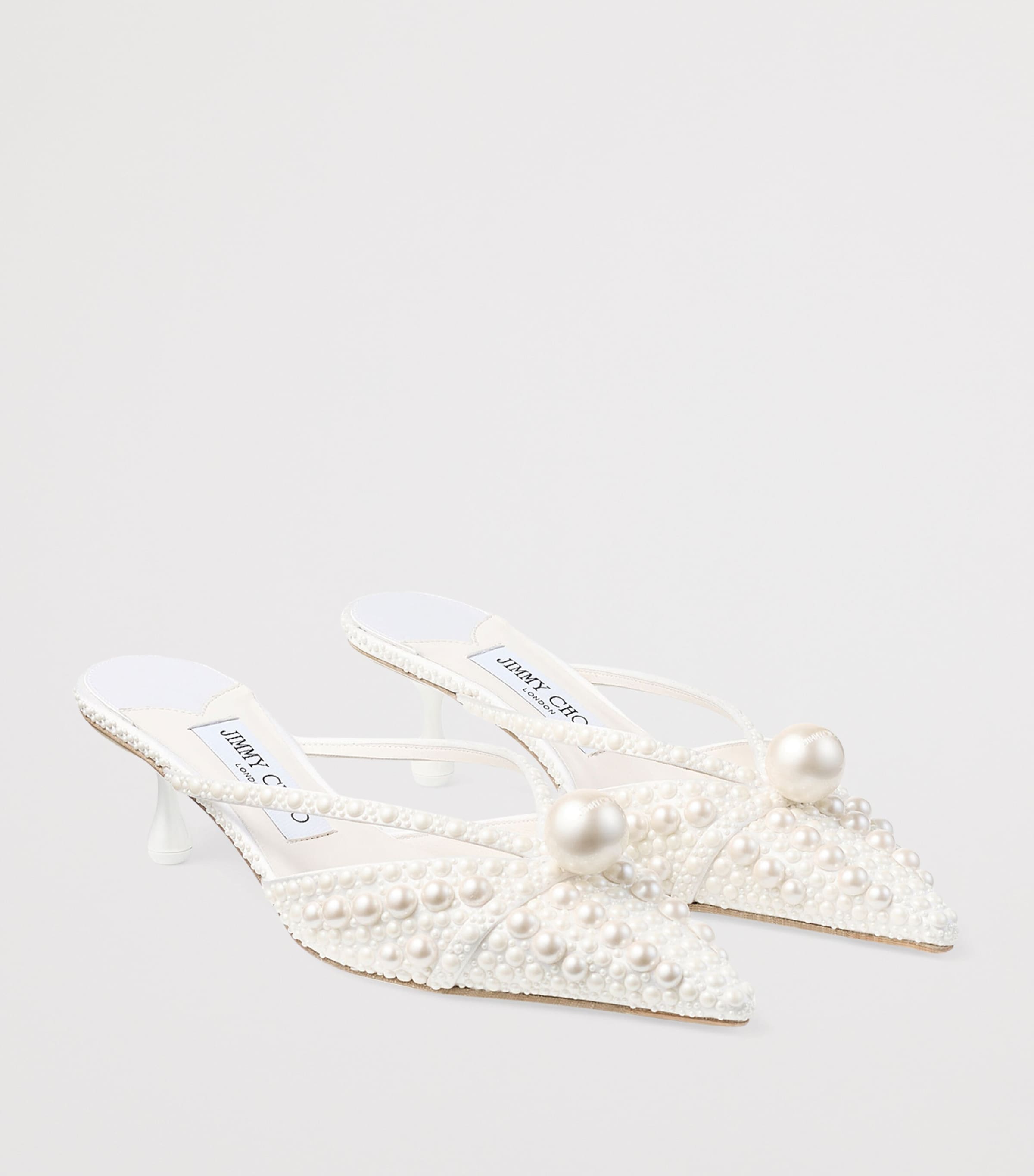Sana 50 Satin Embellished Mules WHITE/WHITE Image 5