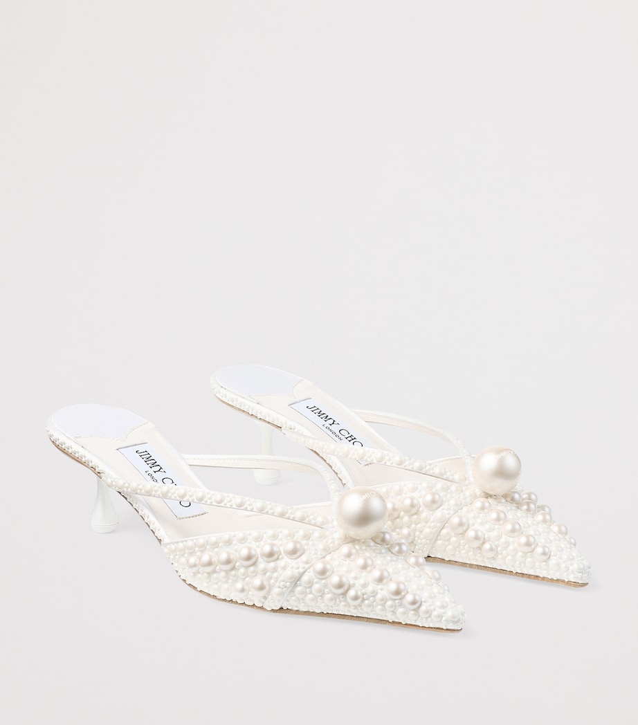 Sana 50 Satin Embellished Mules WHITE/WHITE Image 5