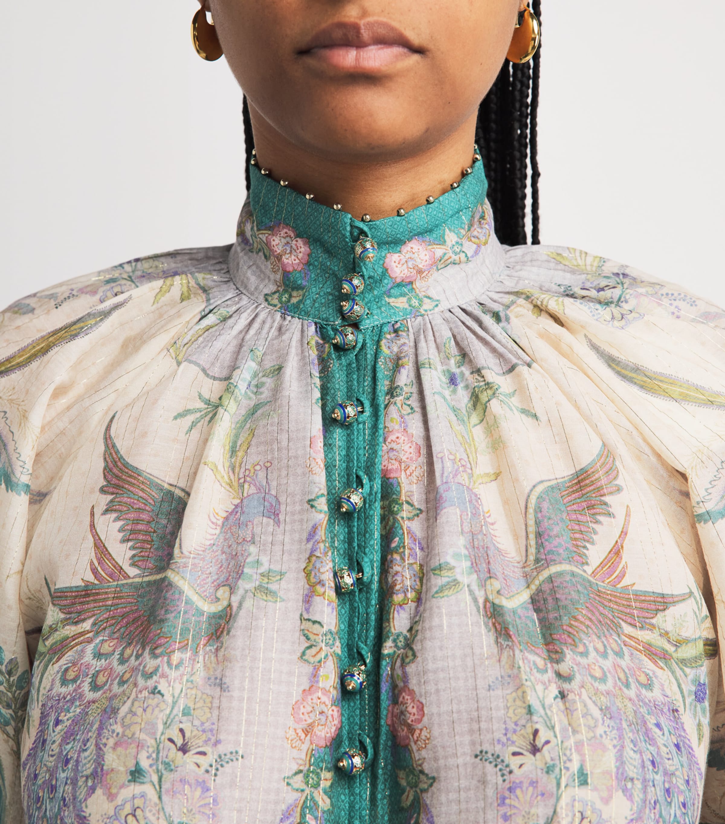 Zimmermann Indra Printed Metallic Cotton And Silk-blend Blouse In Multi