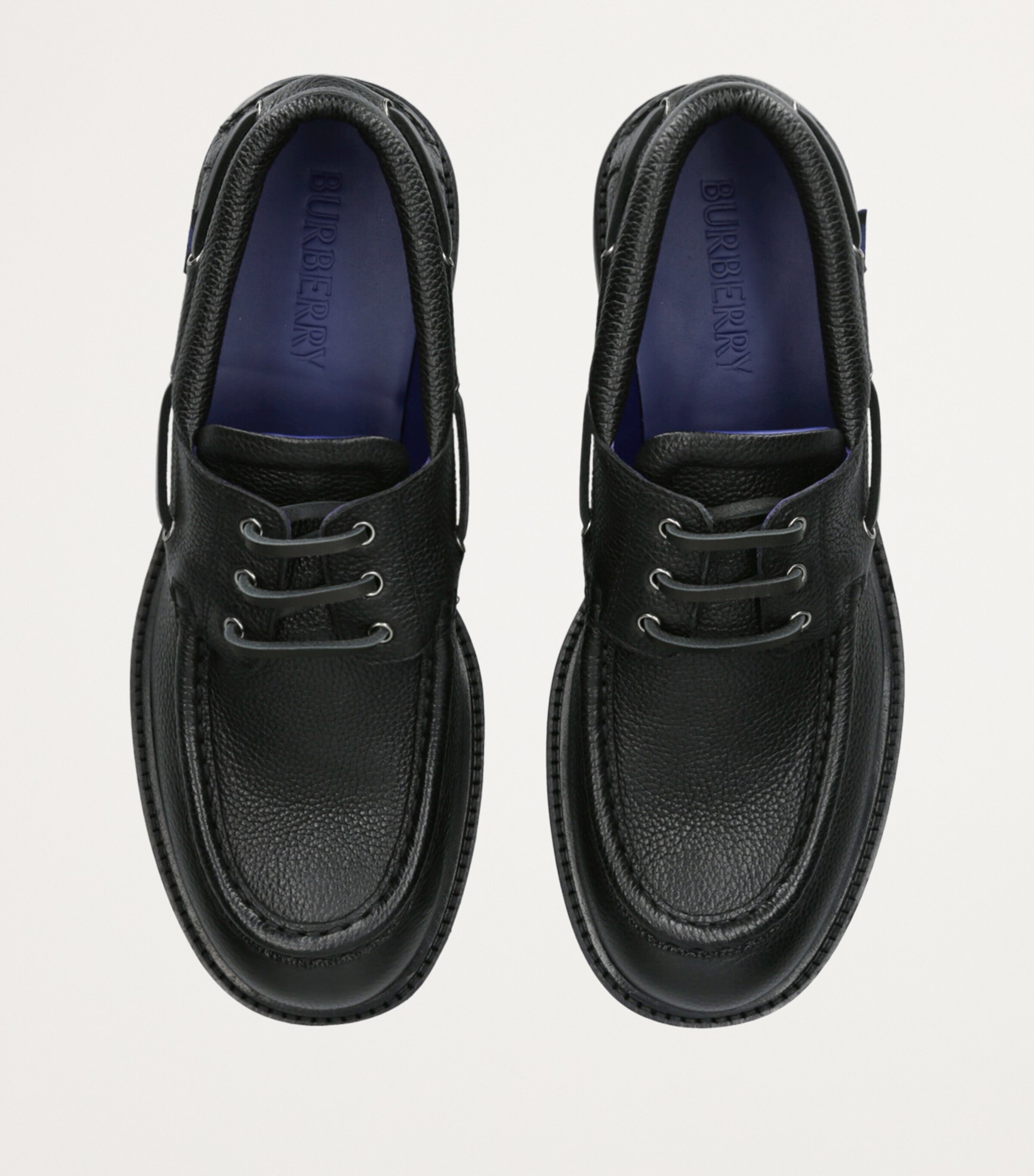 Burberry Leather Raft Boat Shoes Black Image 4
