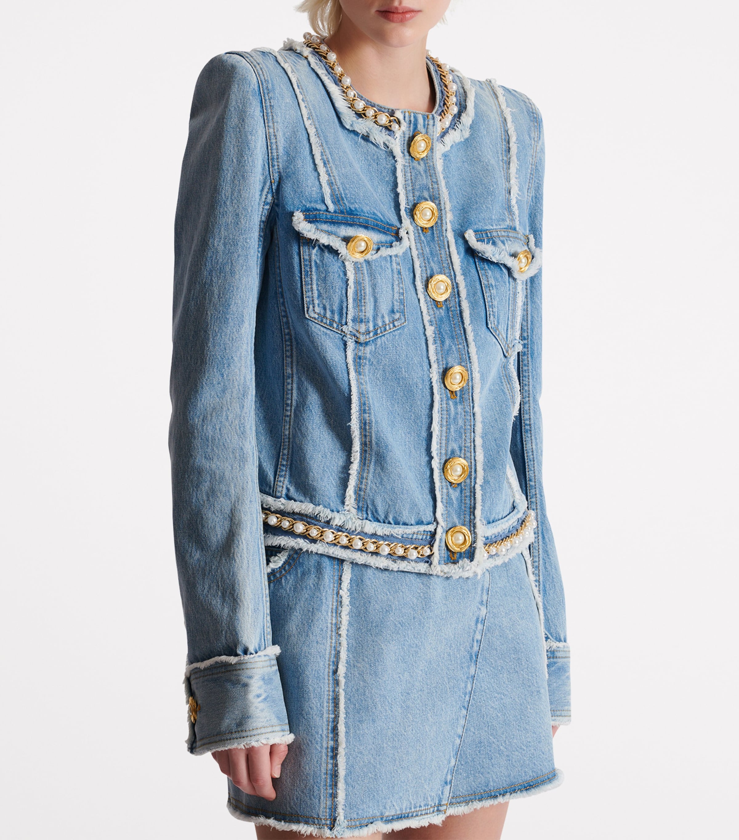 Denim Embellished Jacket SPS BLUE Image 3