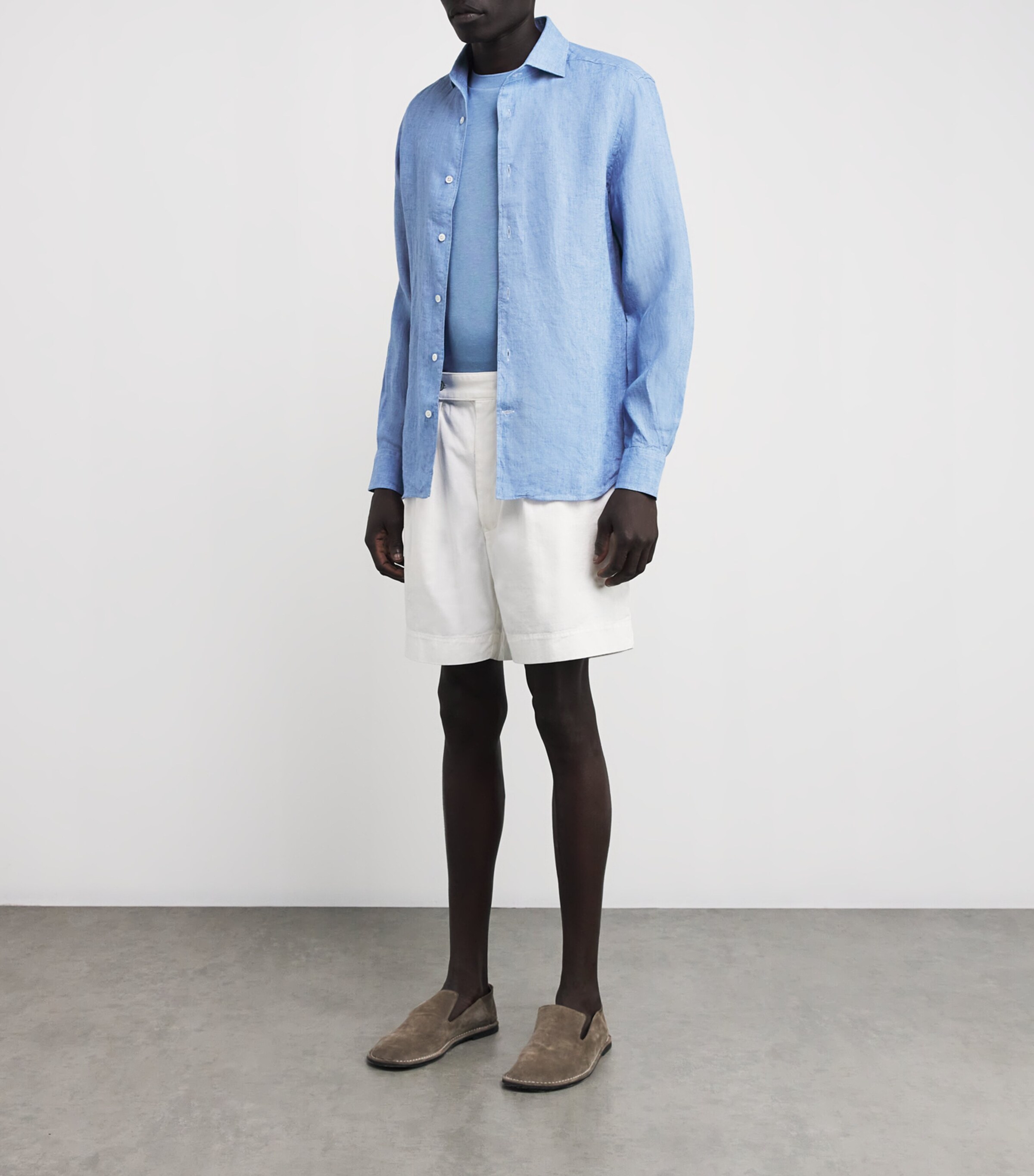 Linen Shirt 007 DRK CERUOLE BLUE Image 2