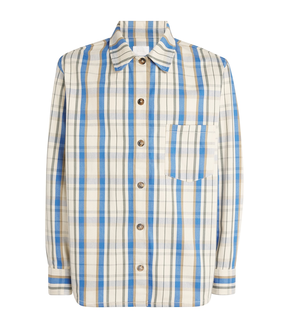A.P.C. Mens Cotton Check Overshirt Aad Ecru Image 1