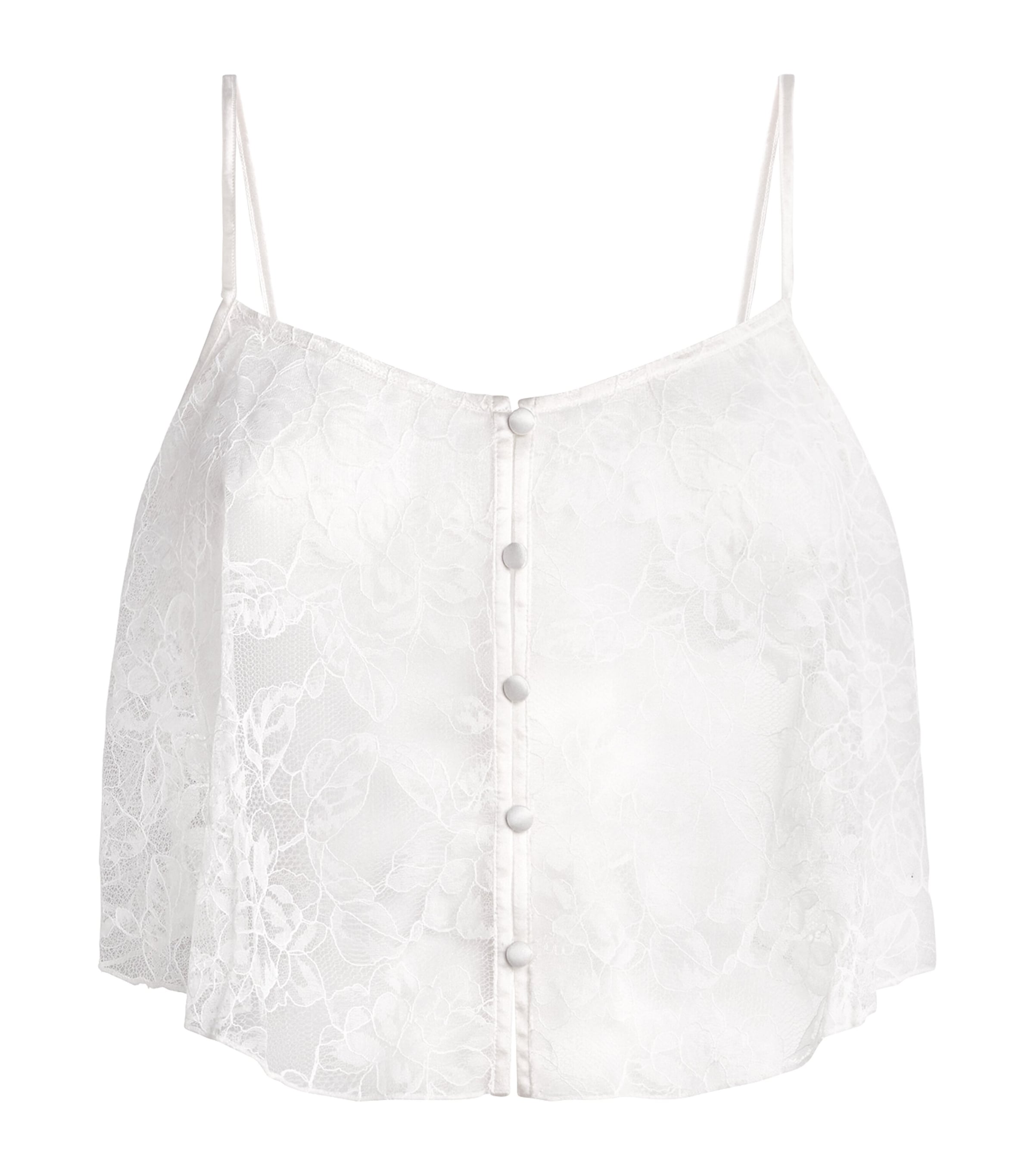 Fleur Du Mal Womens Lace Jasmine Flutter Camisole Ivory Image 1