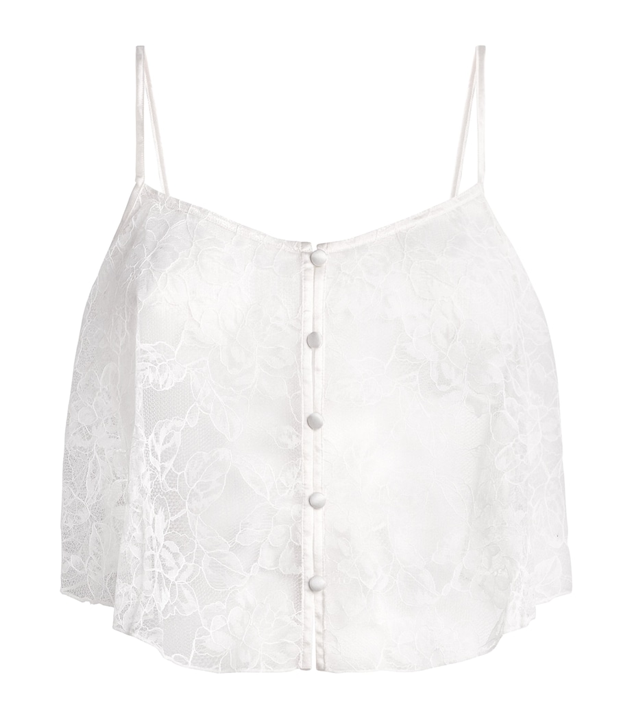 Fleur Du Mal Womens Lace Jasmine Flutter Camisole Ivory Image 1